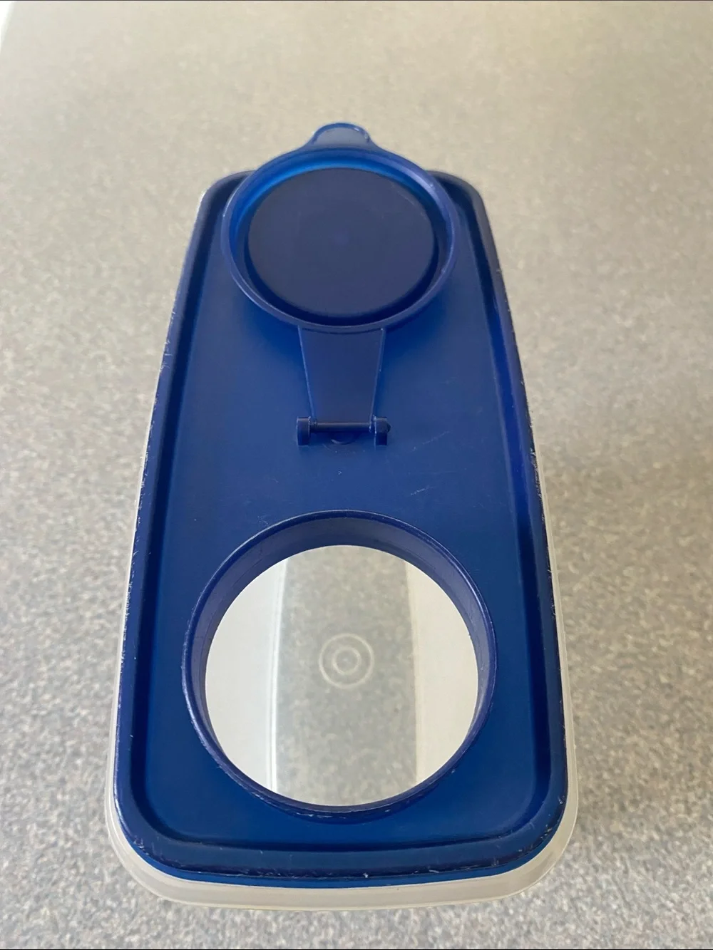 Tupperware White Translucent Container with Blue Lid